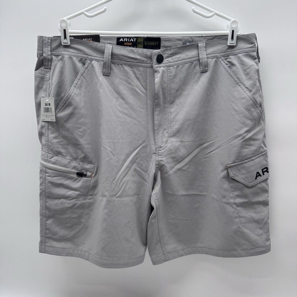 Ariat Rebar WorkFlow Men's Work Shorts Size 38 Regular Gray Alloy Cargo